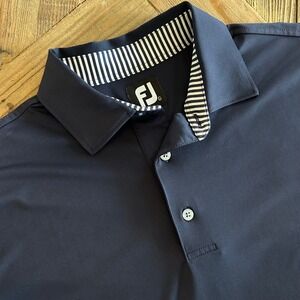 FootJoy FJ Mens ProDry Golf Polo Shirt Navy Blue Brookside Club Logo Large